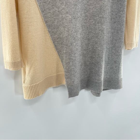 Magaschoni Colorblock 100% Cashmere Crewneck Asymetrical Lightweight Sweater - Picture 5 of 13